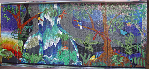 forest-dawn-mosaic-art-waterfall-mural - Brett Campbell Mosaics