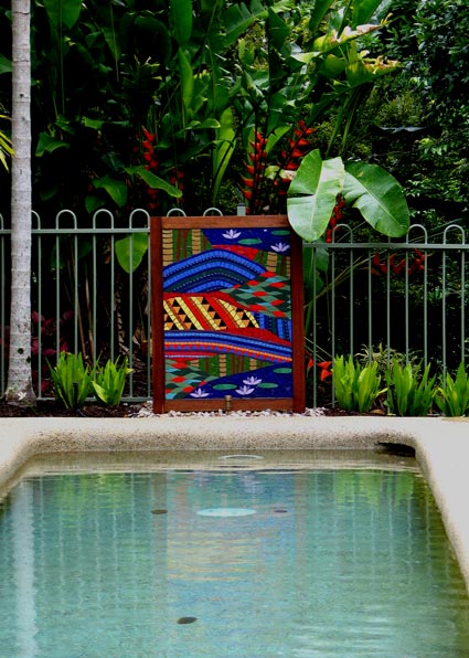 pool side mosaic mural King Parrot dreaming