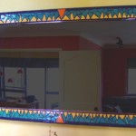 mosaic mirror inspired by aztec colours and design