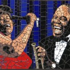 Ella Fitzgerald and Louis Armstrong in a mosaic mural