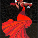 Flamenco lady mosaic in ceramic tile finished work