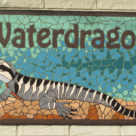 waterdragon mosaic completed and installed on site closeup pic