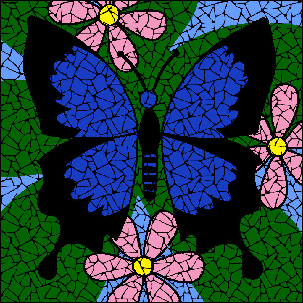 Butterfly blue mosaic kit - Brett Campbell Mosaics